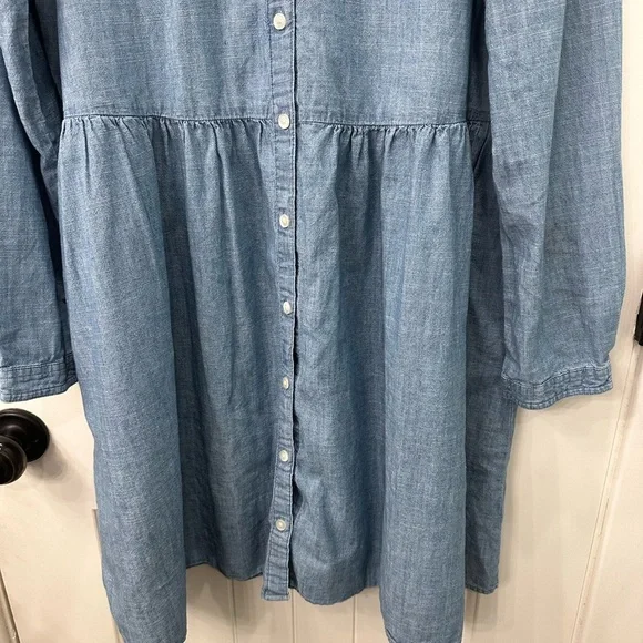 J. Crew Light Blue Chambray Shirt Dress 14 - Picture 2 of 5